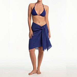 Echo 23 Women's Navy Versatile Lightweight Crinkle Textured Cover Up (MSRP $34)